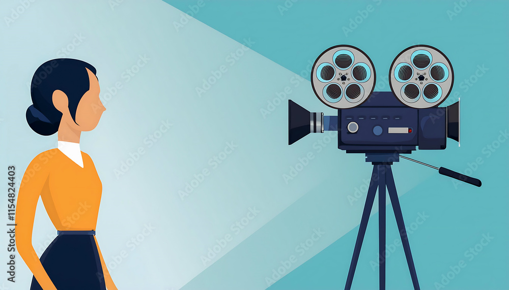 Obraz premium video camera with two rolls of tape