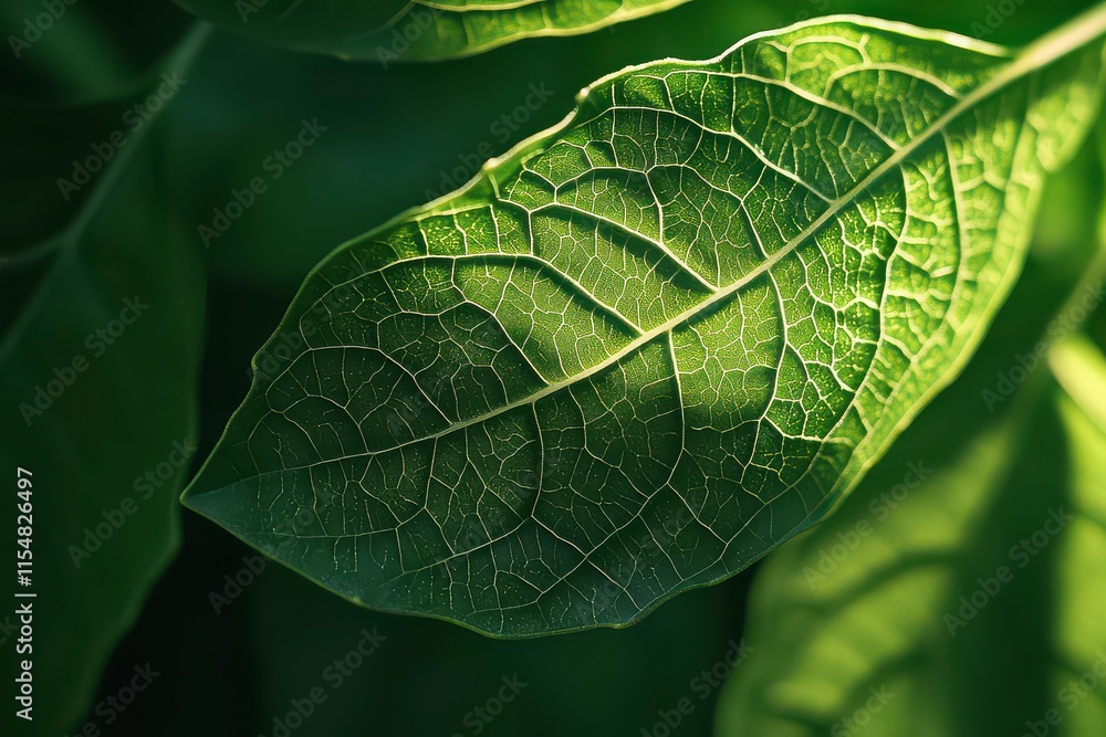 Fresh Basil Leaves with Intricate Veins and Green Hue Fresh Basil Leaves with Intricate Veins and Green Hue