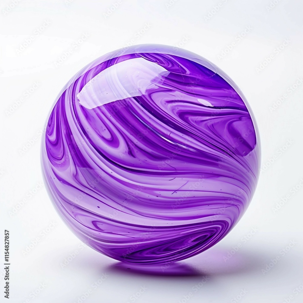 Fototapeta premium Purple Marble Ball on a White Surface