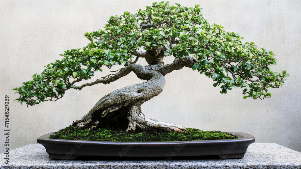 Bonsai Tree: Intricate Branches, Delicate Foliage, Hyperrealistic Macro Photography