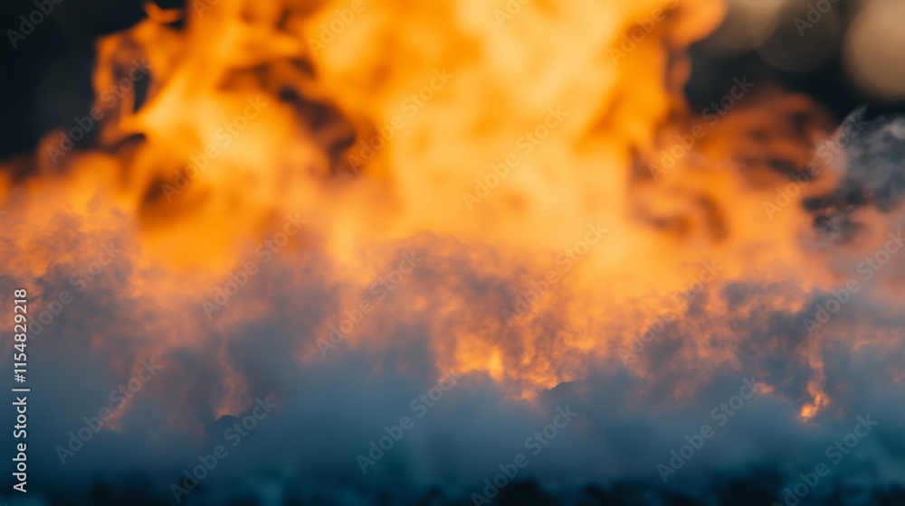 Fototapeta premium Fiery flames create a striking border with blends of orange and yellow against a transparent backdrop, allowing for creative design and copy use