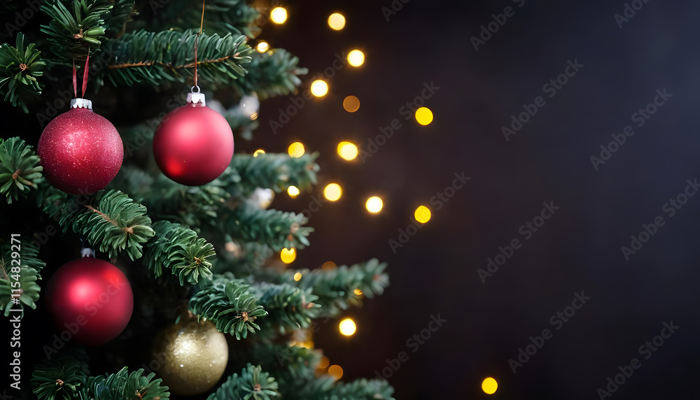 Festive Christmas Tree with Red and Gold Ornaments Festive Christmas Tree with Red and Gold Ornaments