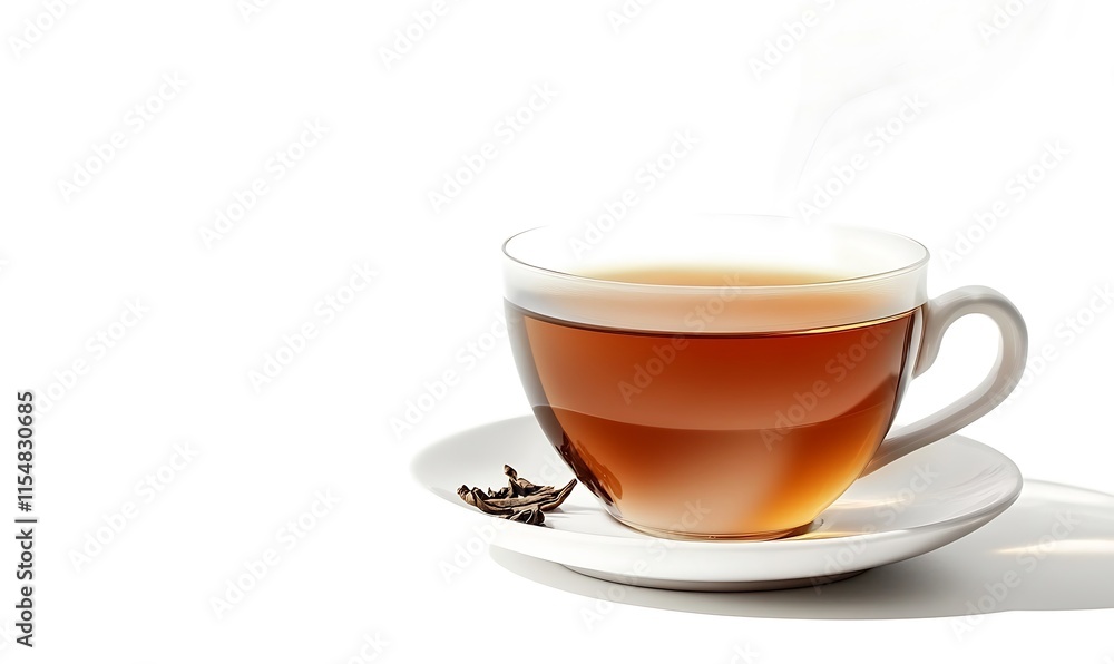 Steaming cup of tea on white background Steaming cup of tea on white background