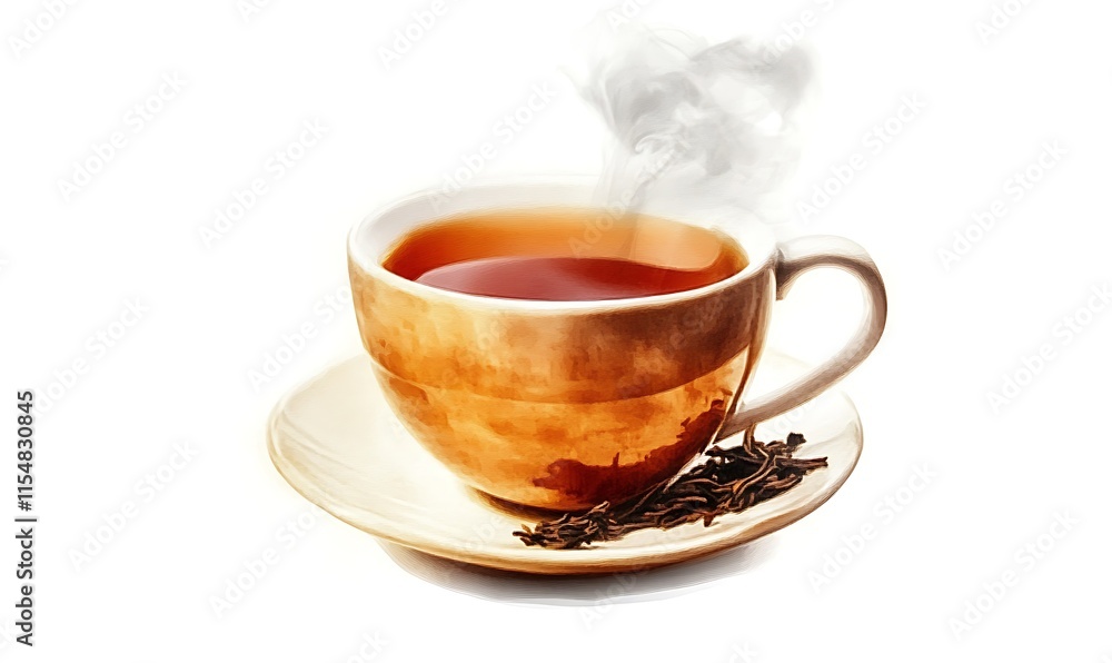 Steaming cup of tea on white background Steaming cup of tea on white background