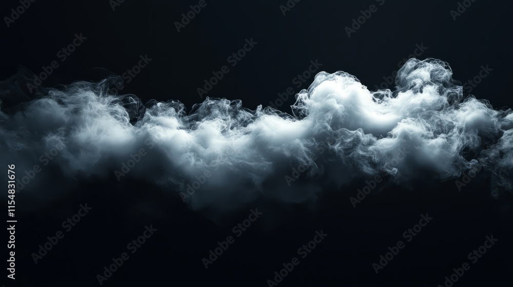 Obraz premium A realistic white cloud with intricate details, set against a completely black background, minimal and elegant 