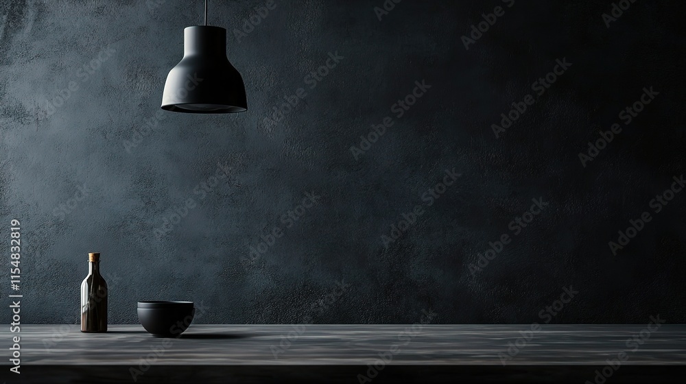 Empty Table Setup with Dark Background and Minimalist Design Empty Table Setup with Dark Background and Minimalist Design