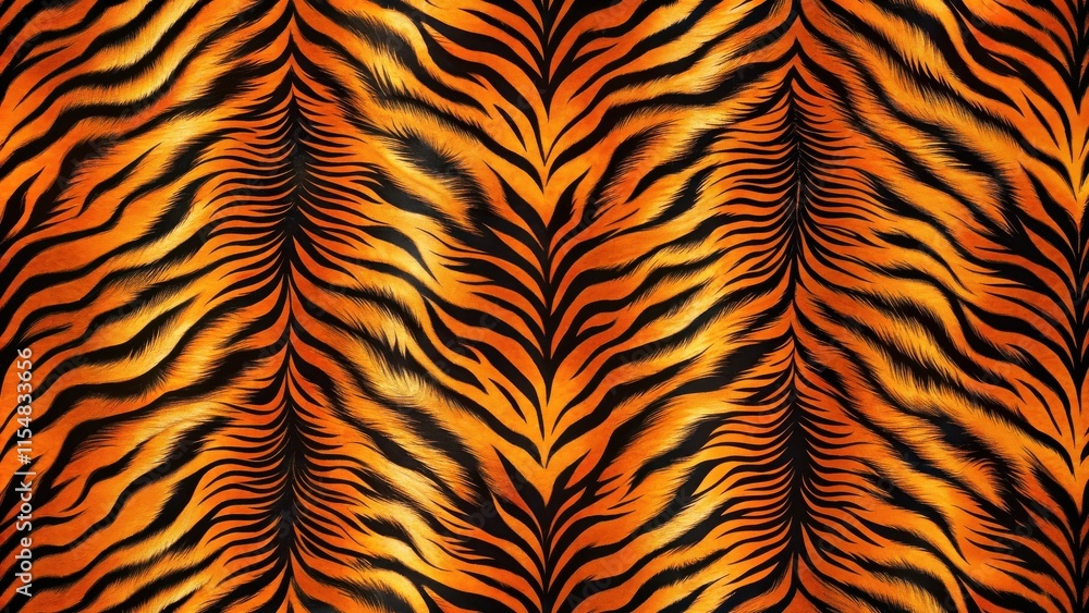 Fototapeta premium A Seamless Pattern of Vibrant Orange and Black Tiger Stripes, Ideal for Textile Design and Fashion Applications