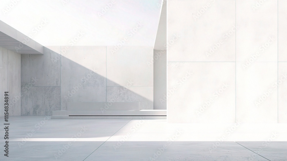 Fototapeta premium Minimalist White Concrete Wall with Subtle Textures and Light Play