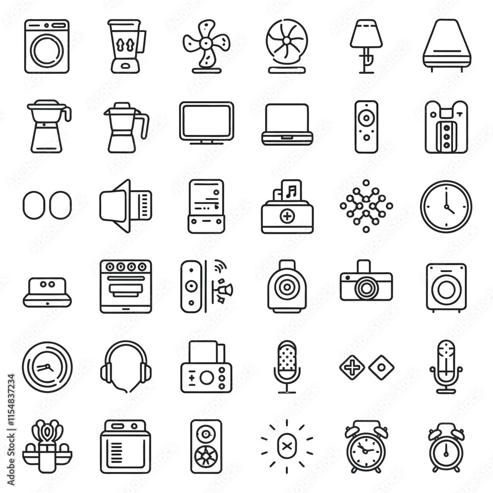 home appliances gadget line icon set home appliances gadget line icon set