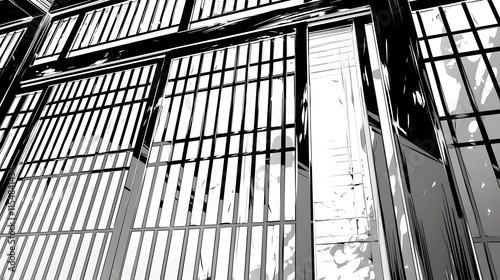 Black and white manga-style background lines photo