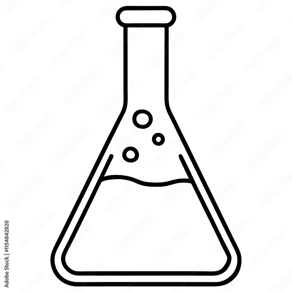 Chemistry Flask Line Art Vector Illustration Chemistry Flask Line Art Vector Illustration