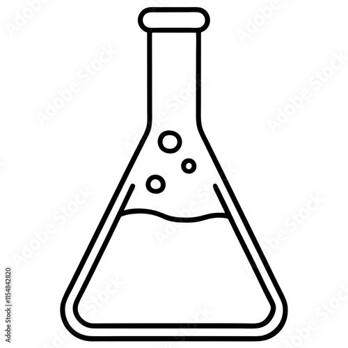 Chemistry Flask Line Art Vector Illustration