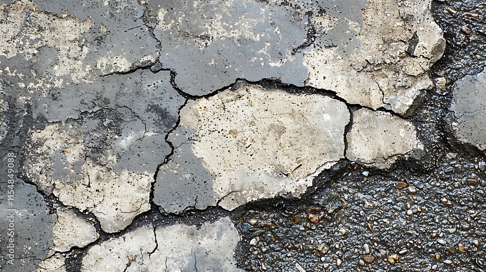 Obraz premium Cracked and weathered asphalt surface texture.