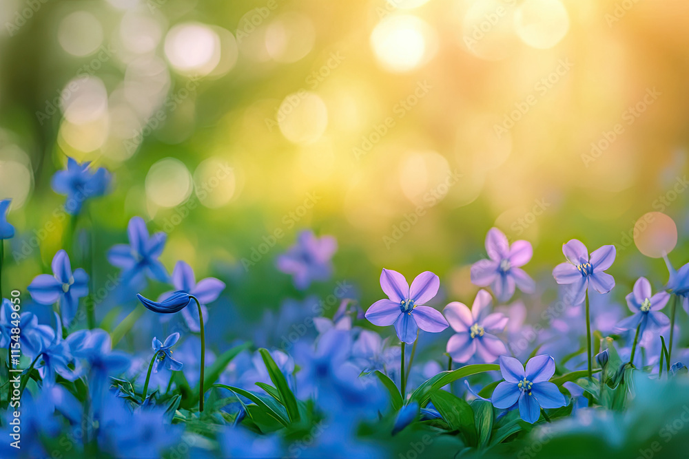 Bluebell flowers carpeting a forest floor during springtime Bluebell flowers carpeting a forest floor during springtime