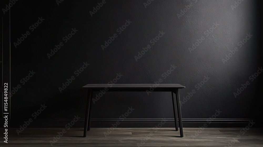 Minimalistic Empty Table Against a Dark Wall Background Minimalistic Empty Table Against a Dark Wall Background