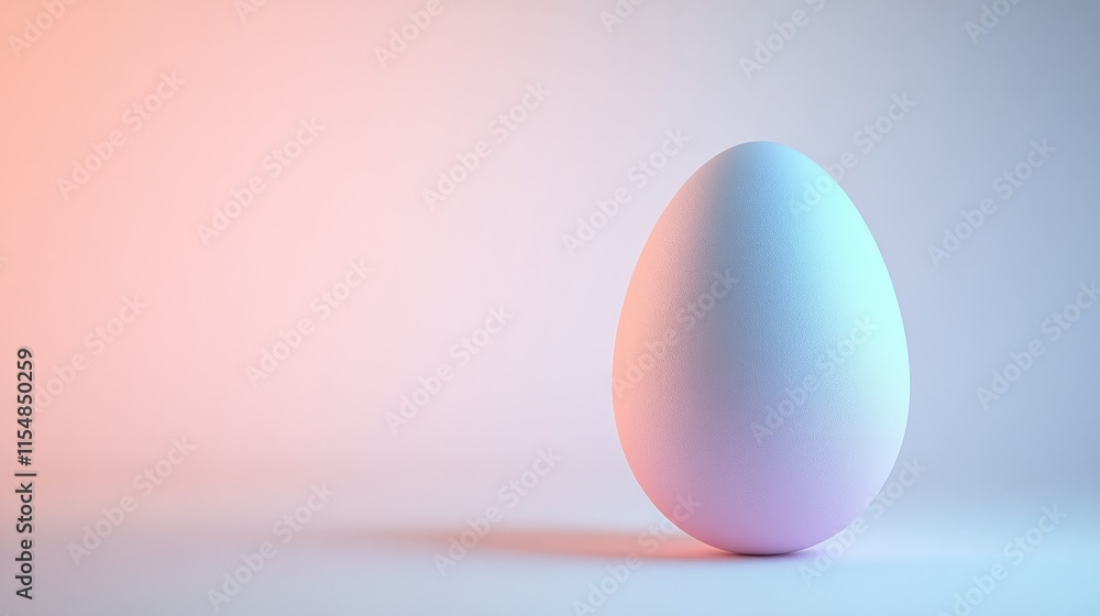 A soft pastel colored Easter egg resting on a plain white background with soft shadows A soft pastel colored Easter egg resting on a plain white background with soft shadows