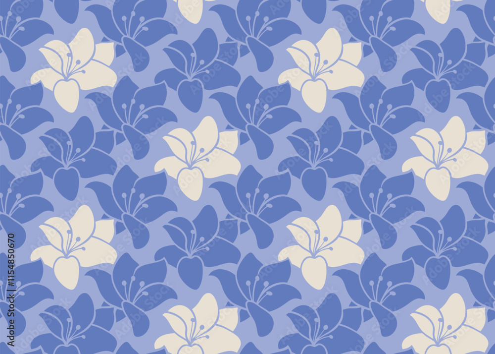 Fototapeta premium Lily flowers. seamless pattern for decorating all fashion designs, fabrics, wallpapers and prints. on a light blue background