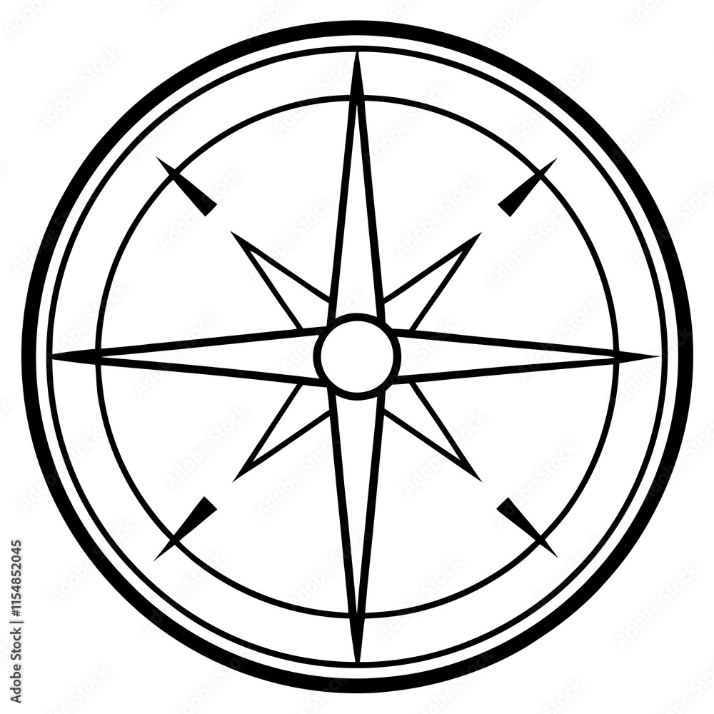 Compass Line Art Vector Design