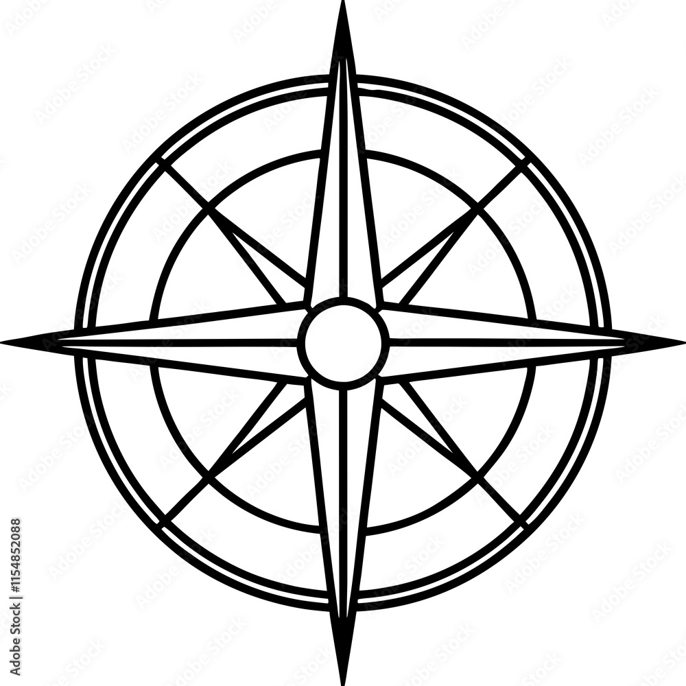Compass Line Art Vector Design Compass Line Art Vector Design