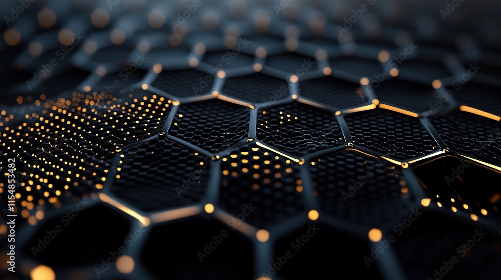 Fototapeta premium Luxurious Abstract Black Metal Hexagonal Background Design