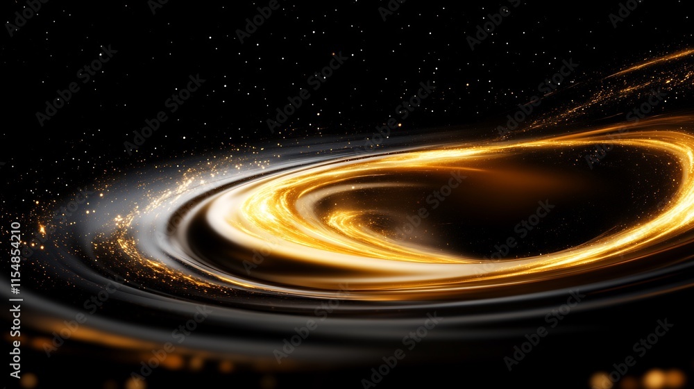 Obraz premium Golden Galactic Vortex: A Celestial Swirl of Light and Stardust
