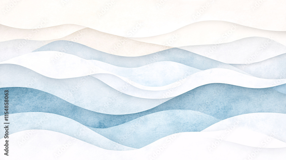 Obraz premium An abstract frosty watercolor artwork featuring swirling frost and ice textures in a harmonious blend of pale blue, white, and silver. The layered, flowing patterns mimic the natural beauty of frozen