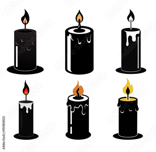  black candle with dripping art illustration