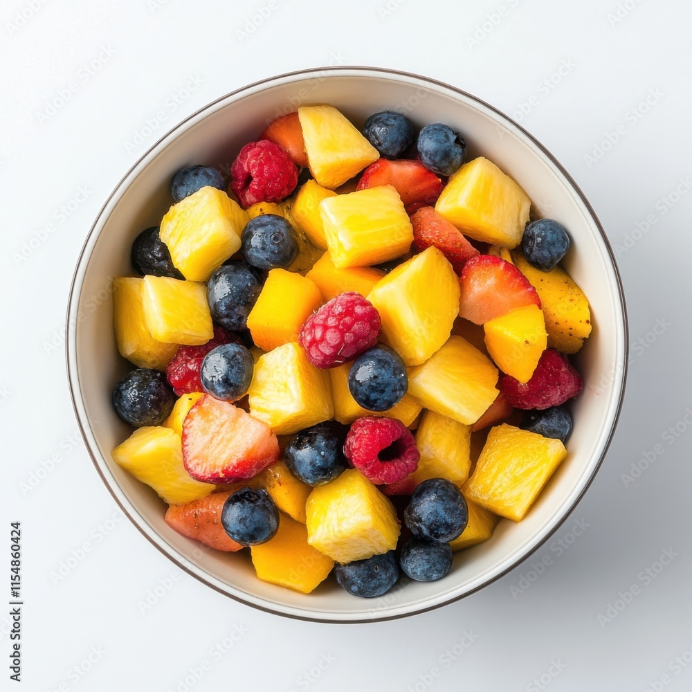 Colorful fruit salad in a bowl. Featuring mixed tropical fruits Colorful fruit salad in a bowl. Featuring mixed tropical fruits
