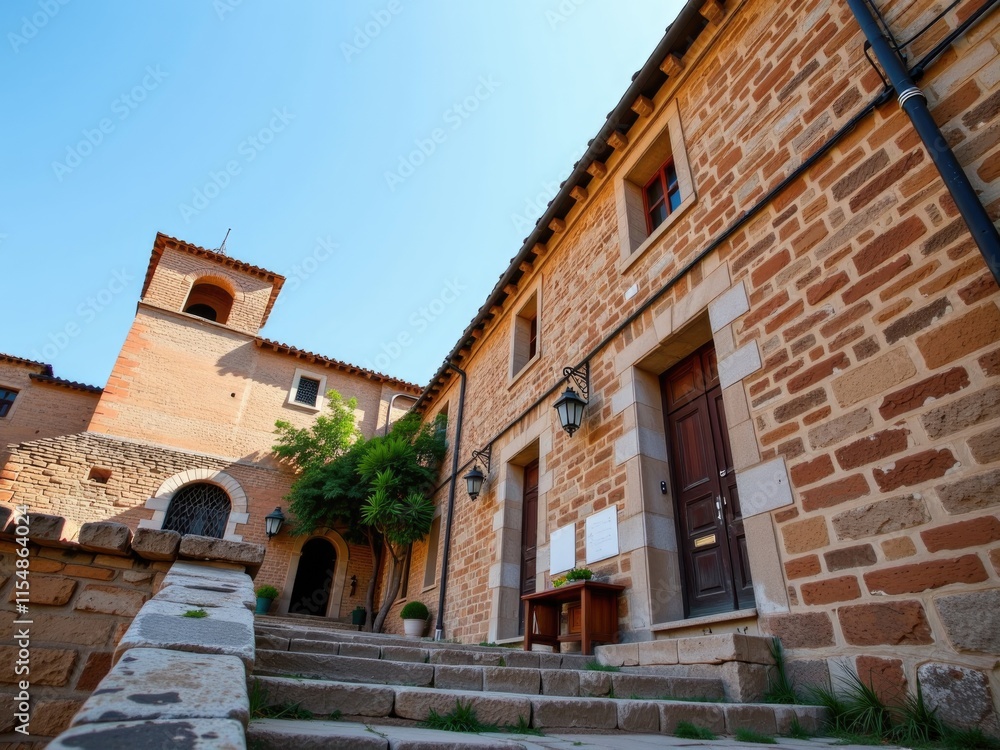Stone Courtyard Steps Historic Building Spanish Architecture Stone Courtyard Steps Historic Building Spanish Architecture