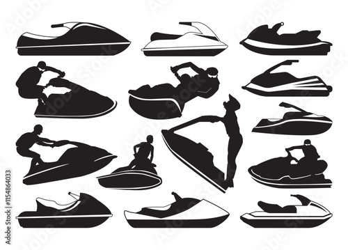 Jet Ski vector, Jet Ski clipart, Jet Ski silhouette.