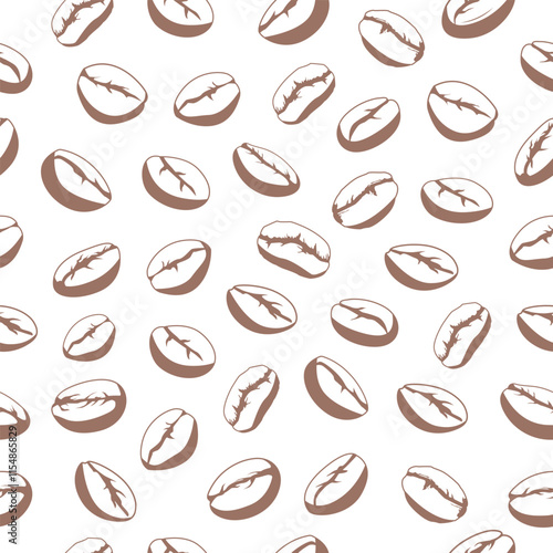 Coffee beans seamless pattern. Vintage coffee beans motif background for coffee shop