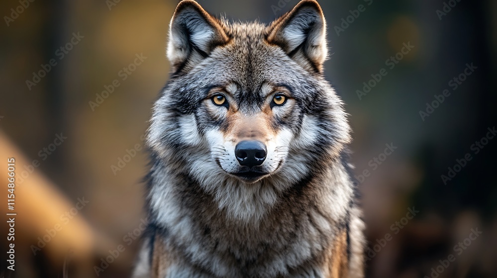 Fototapeta premium Majestic Gray Wolf Portrait. Wildlife, Nature, Animal