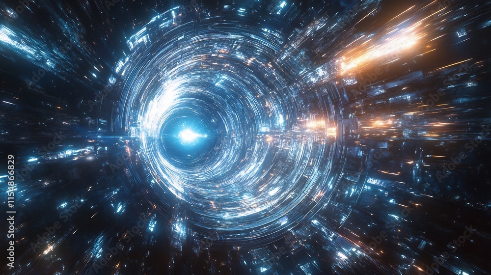 Obraz premium Indian explorer using warp drive technology reach edge of universe where law of physics begin break down Their mission offers new insights into origins of cosmos potential new scientific breakthroughs