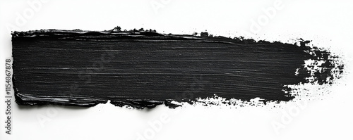 Black Paint Stroke Texture, Abstract Art Background,  showing a bold, textured swath of pigment applied with a broad brushstroke across a white canvas.