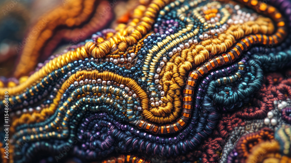 Mandelbulb Fractal Inspired Beaded Bracelet: Ornate String Art, Earth Tones, Macro Photography Mandelbulb Fractal Inspired Beaded Bracelet: Ornate String Art, Earth Tones, Macro Photography
