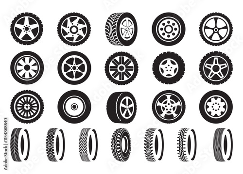 Wheel vector, Wheel clipart, Wheel silhouette.