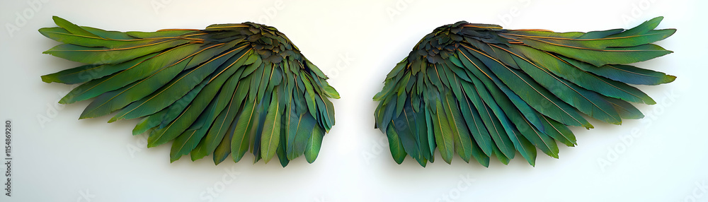 Obraz premium Emerald Wings, Avian Inspired Art, Feathered Creation, Nature's Palette, Exquisite Detail, Graceful Display