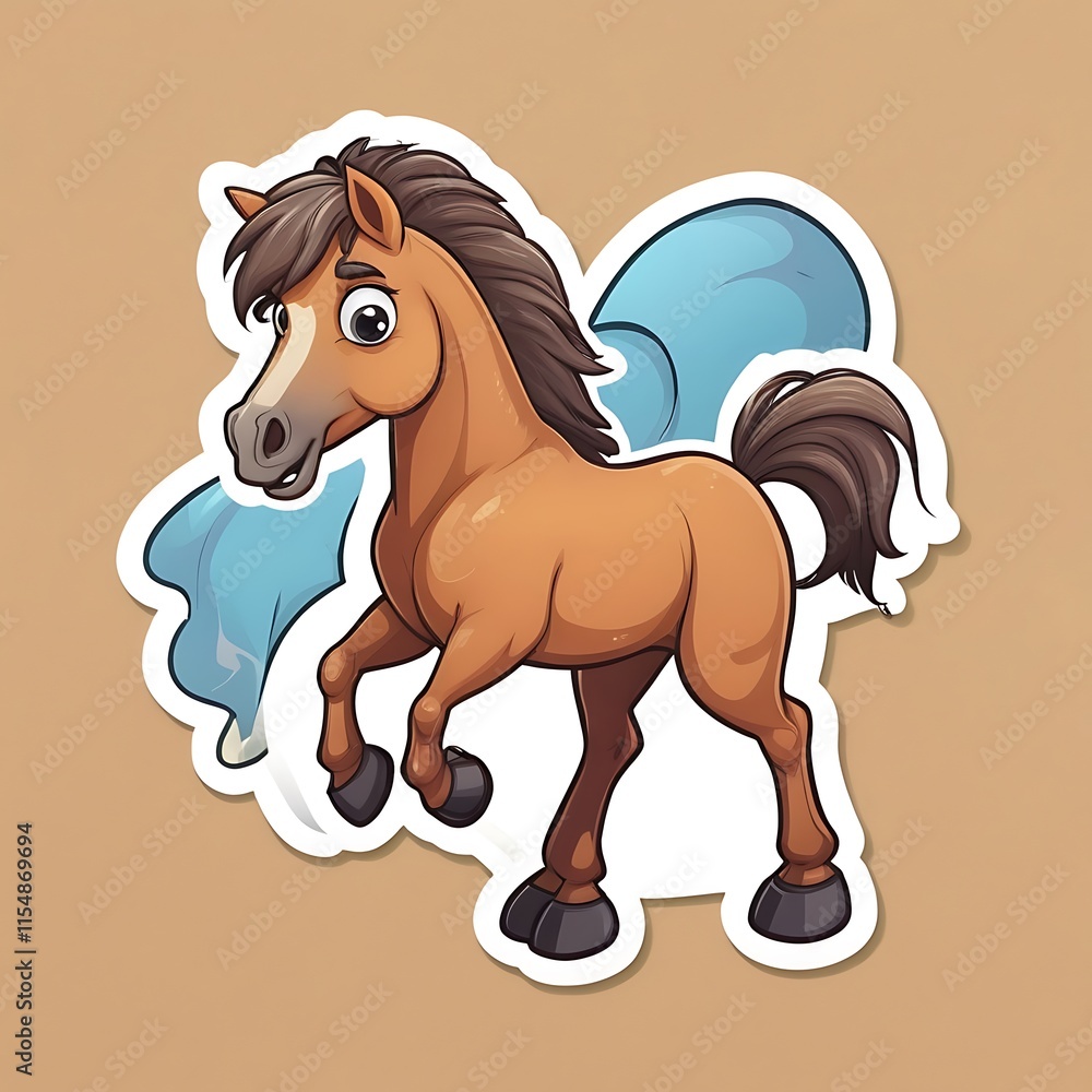 A sticker template of Horse cartoon character A sticker template of Horse cartoon character