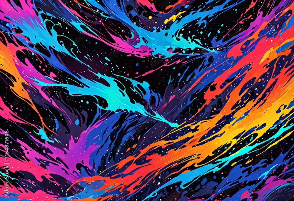 Naklejka premium Layered ink patterns with vibrant electric colors