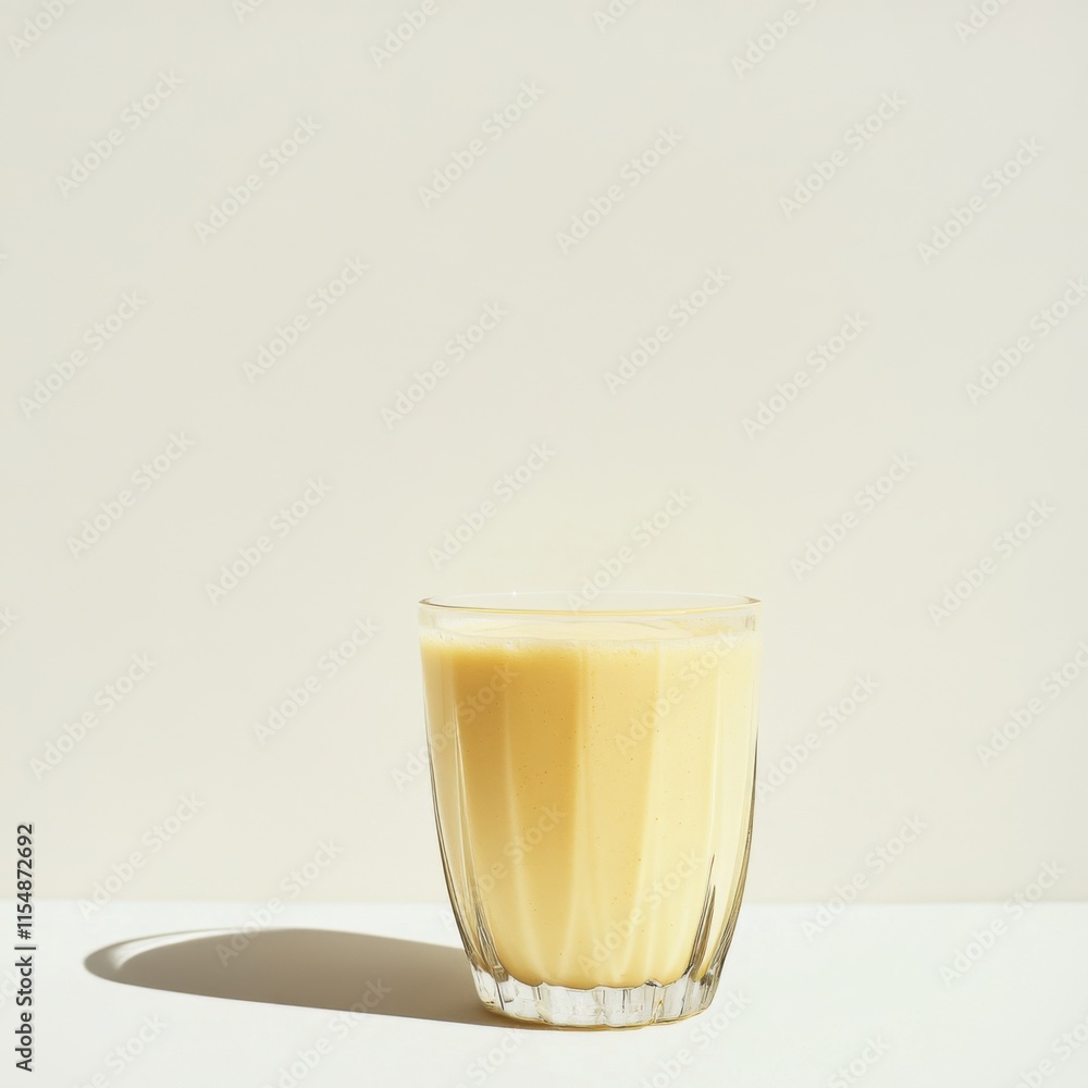 Creamy vanilla smoothie in a glass. Featuring bananas and vanilla extract Creamy vanilla smoothie in a glass. Featuring bananas and vanilla extract