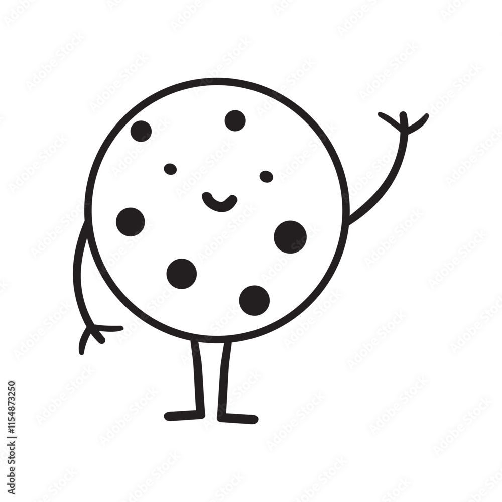 Cookie. Smiling character. Outline illustration on white background. Cookie. Smiling character. Outline illustration on white background.