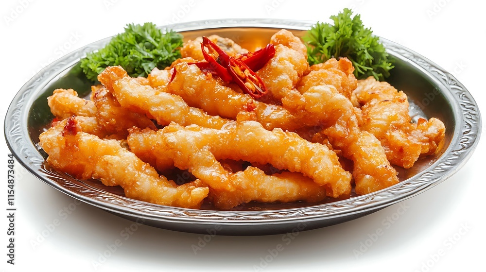 Braised Pork with Sweet and Sour Sauce Isolated on White Background Braised Pork with Sweet and Sour Sauce Isolated on White Background