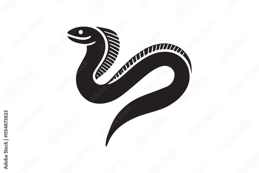 Fototapeta premium simple black an white el fish vector silhouette isolated on a white background