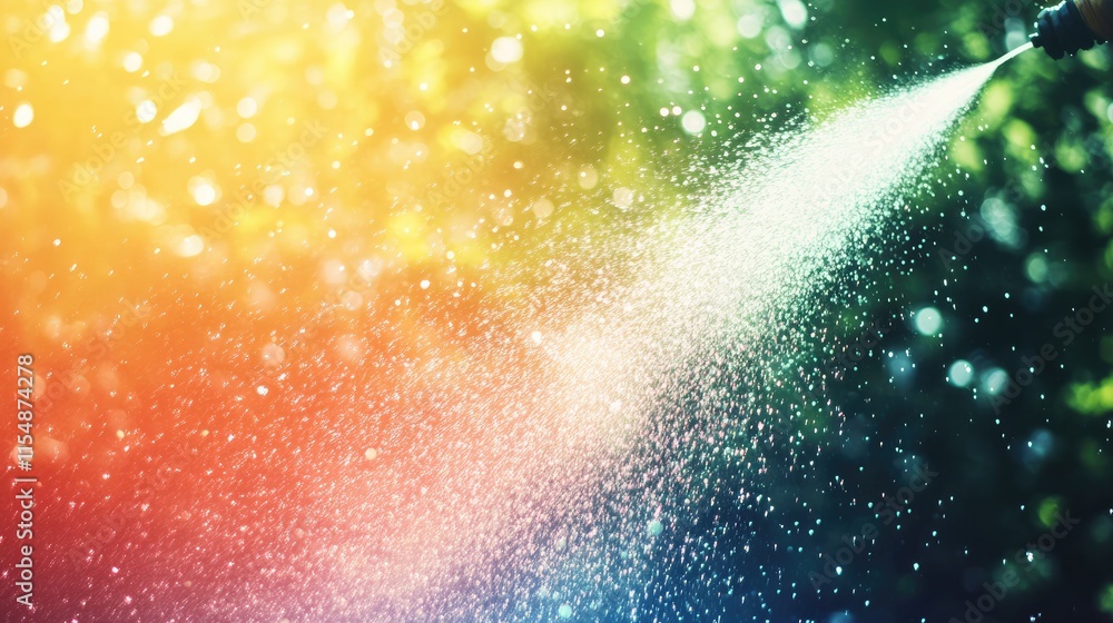 Fototapeta premium Vibrant Water Spray with Sunlight and Colorful Background