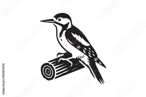 simple black an white woodpecker vector silhouette isolated on a white background photo