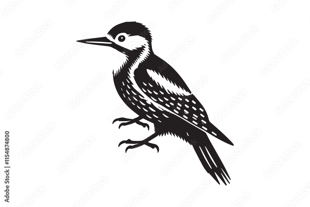 Obraz premium simple black an white woodpecker vector silhouette isolated on a white background