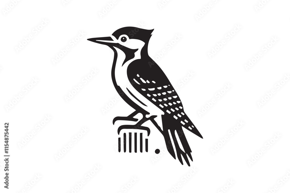 Obraz premium simple black an white woodpecker vector silhouette isolated on a white background