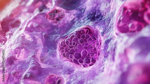 view of pancreatic tissue under a microscope, highlighting islet cells.