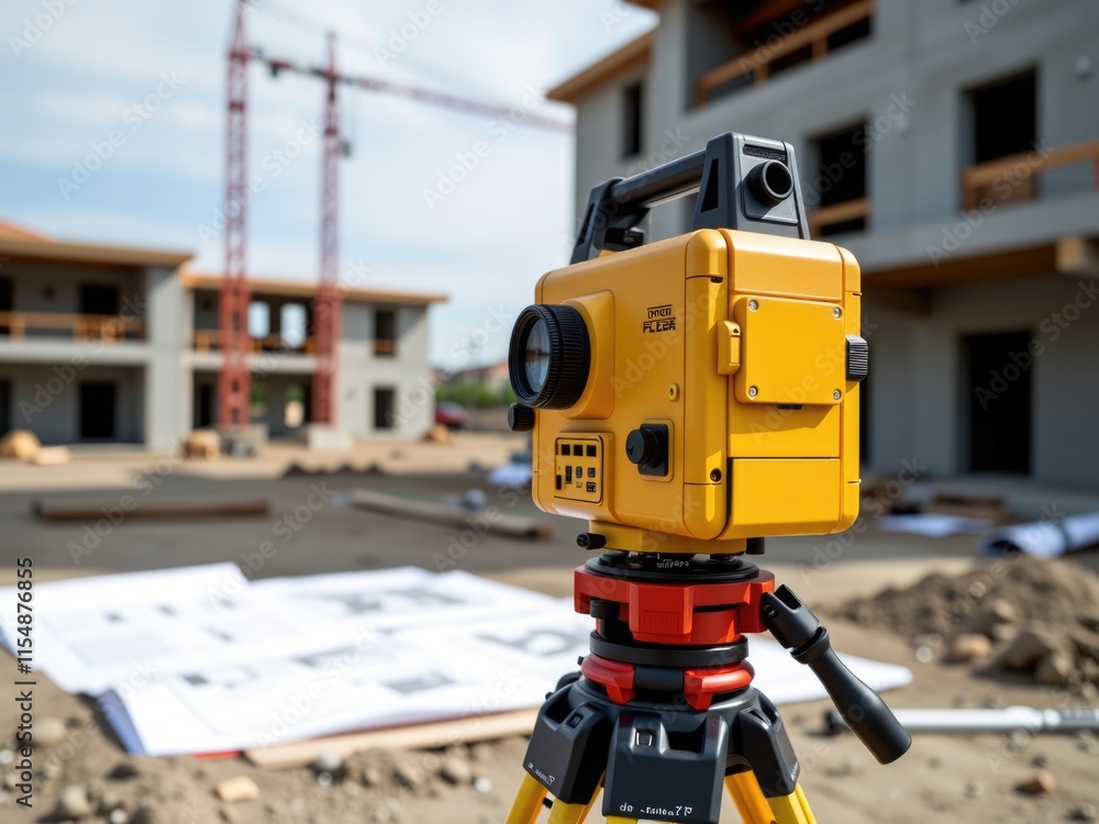 Construction Site Survey Equipment Total Station Building Project Land Surveying Real Estate Construction Site Survey Equipment Total Station Building Project Land Surveying Real Estate