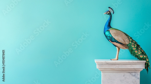 Peacock Standing on a Pedestal